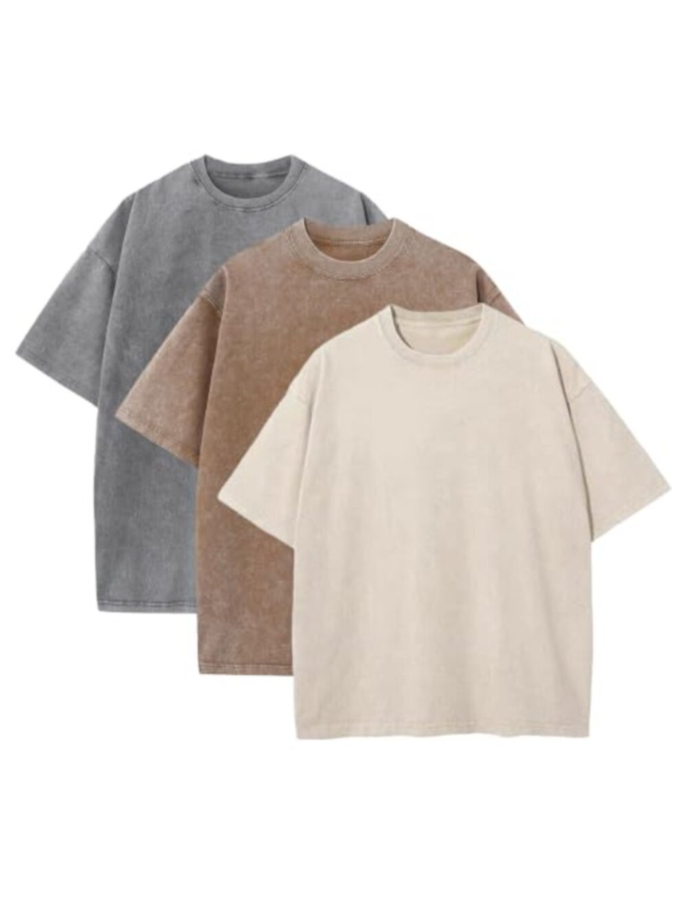Womens Oversized Acid Washed Vintage Crewneck Cotton T-Shirt